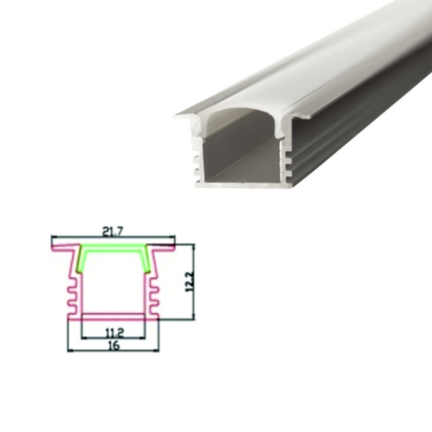 Iluminat & electrice - Profil Aluminiu, Delight DL66928 , 1m Incastrat 21.7x16/11.2mm, 1 buc