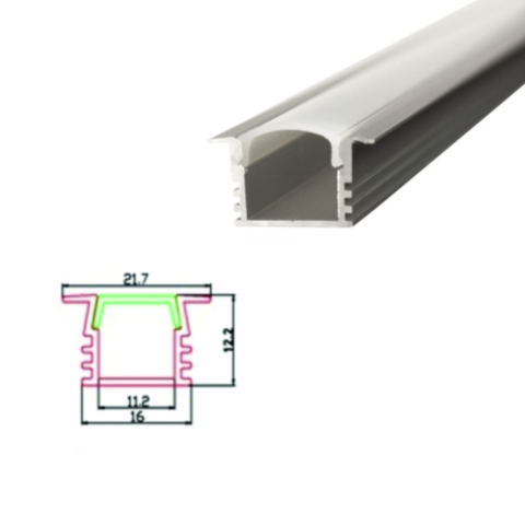 Iluminat & electrice - Profil Aluminiu , Delight DL66938, 2m Incastrat 21.7x16/11.2mm, 1 buc