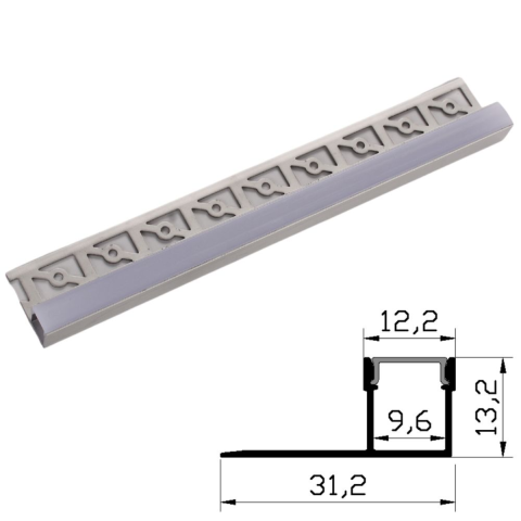 Iluminat & electrice - Profil Aluminiu pentru Rigips, Delight DL66961, 1m perete terminal 31.2x13.2mm, 1 buc