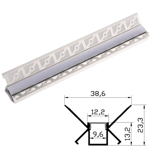 Iluminat & electrice - Profil Aluminiu pentru Rigips, Delight DL66973, 2m colt interior 38.6x23.3mm, 1 buc