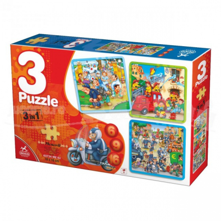 Puzzle 3D Lemn - PUZZLE 3 IN 1 MESERII - 6,9,16 PIESE