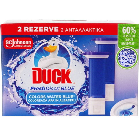 Odorizant toaleta - Rezerva odorizant gel pentru vasul de toaleta, Duck Fresh Discs Blue, 2x36 ml