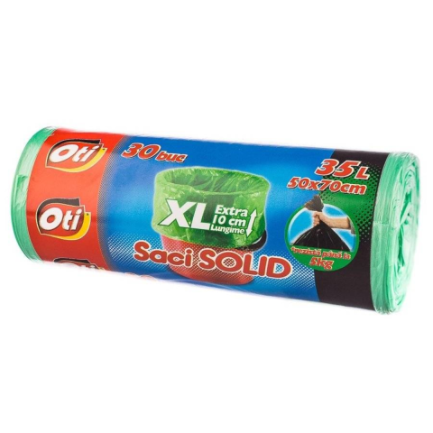 Curatenie & Intretinere - Saci menajeri Oti Verzi Solid 35L, 50 x 70 cm, 30 buc/set