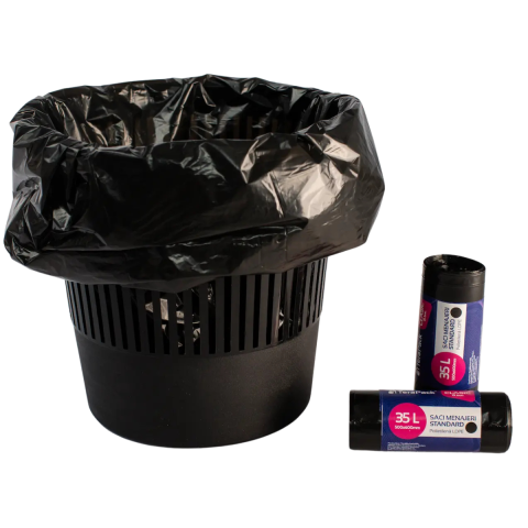 Uz Casnic - Saci menajeri TeraPack, LDPE standard, Negri, 35 L, 50 x 60 cm, 15 buc