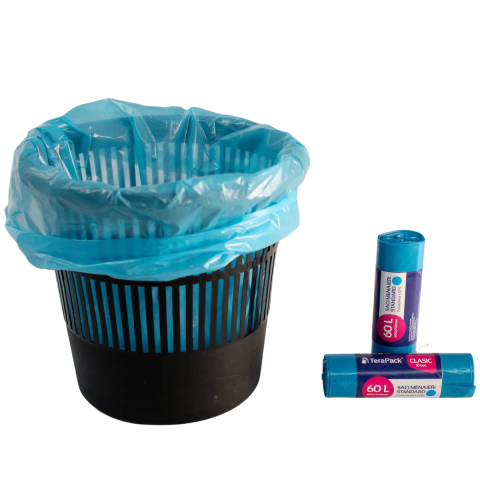 Uz Casnic - Saci menajeri TeraPack LDPE standard, Albastri, 60 x 70 cm, 60 L, 10 bucati