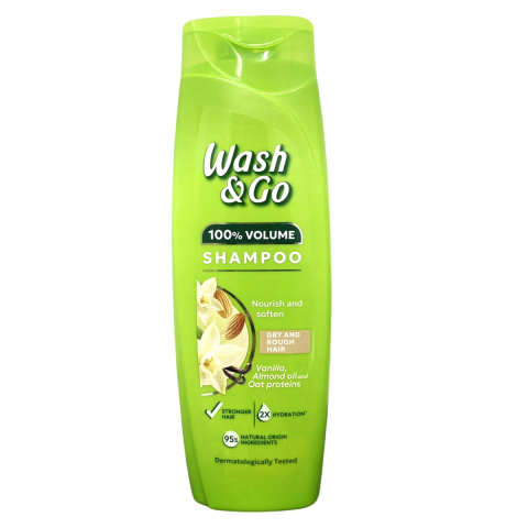 Sampon - Sampon Wash & Go cu vanilie si ulei de migdale pentru parul uscat si deteriorat, 360 ml