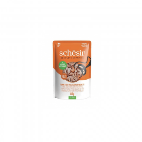 Pet Shop - Schesir cat ton și filet de pui cu creveți 85 g