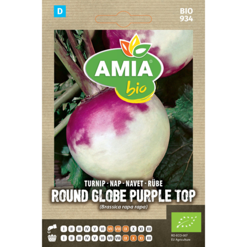 Casa, Gradina & Bricolaj - Seminte bio de Nap Round Globe Purple Top Amia, 1 g