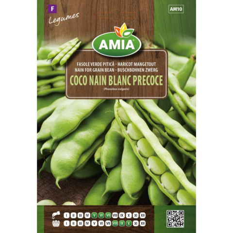 Bulbi, seminte si rasaduri - Seminte de fasole Amia Coco Nain Blanc Precoce, 40 g