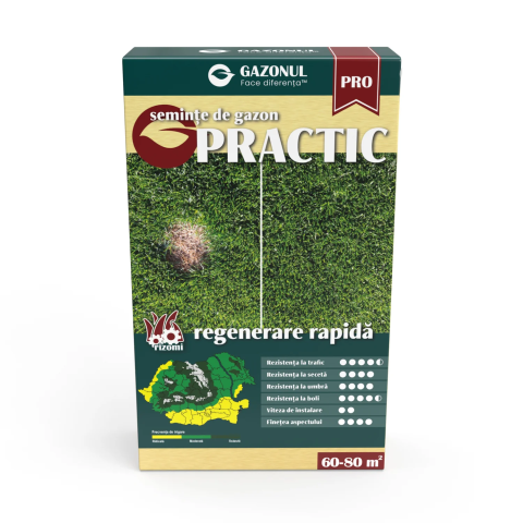 Casa, Gradina & Bricolaj - Seminte Gazon Practic pentru trafic, regenerare rapida si crestere lenta, 0.75 KG