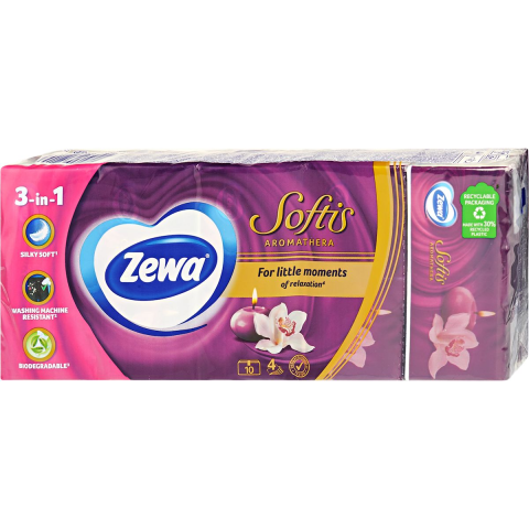 Ingrijire Personala & Cosmetice - Servetele nazale Zewa Softis Aromathera, 4 straturi, 10 pachete