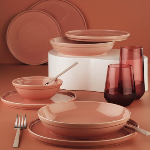 Casa, Gradina & Bricolaj - Serviciu de masa Kutahya Porselen FIT-C, 24 piese, 6 persoane, portelan, roz