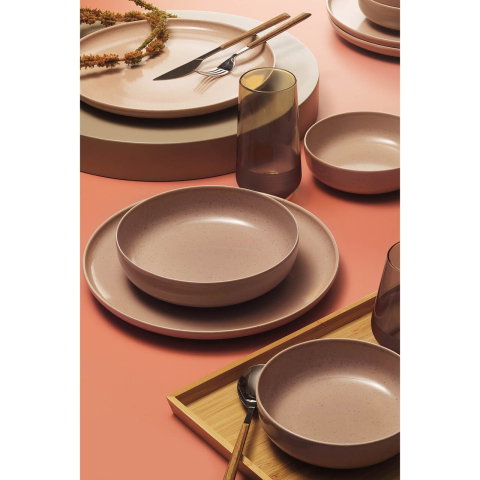 Casa, Gradina & Bricolaj - Serviciu de masa Kutahya Porselen Moderna Colore Matte, 24 piese, 6 persoane, portelan, roz mat