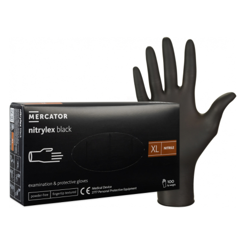Manusi unica folosinta - Set 100 Manusi Mercator Nitrilex, negre, marimea XL