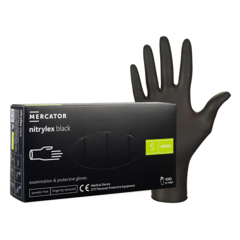 Manusi unica folosinta - Set 100 Manusi Mercator Nitrilex, negre, marimea S