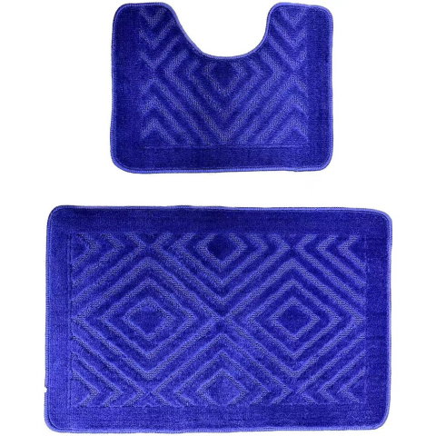 Textile & Covoare - Set 2 covoare baie Hausberg HB-H435BL, material textil, 46x72/46x35 cm, Albastru