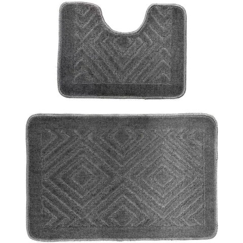 Textile & Covoare - Set 2 covoare baie Hausberg HB-H435GR, material textil, 46x72/46x35 cm, Gri