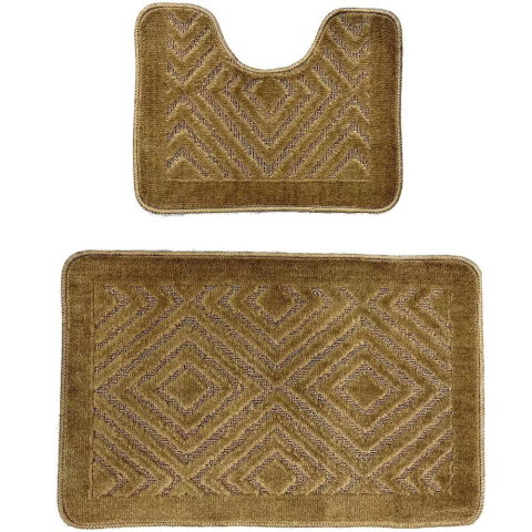 Textile & Covoare - Set 2 covoare baie Hausberg HB-H435MR, material textil, 46x72/46x35 cm, Maro
