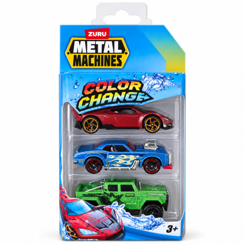 Jocuri - Set 3 masinute Zuru Metal Machines, culori schimbatoare