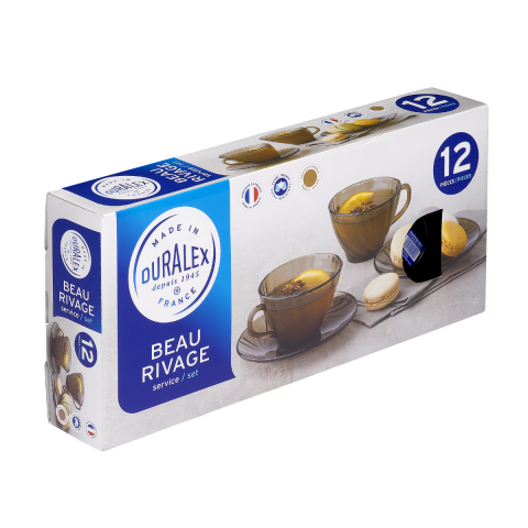 Bucatarie & Servire - Set 6 cesti sticla cu farfurii Duralex Beau Rivage Creole, 180 ml