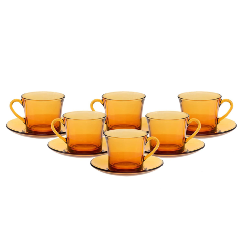 Bucatarie & Servire - Set 6 cesti sticla cu farfurii Duralex Lys Vermeil Creole, 180 ml