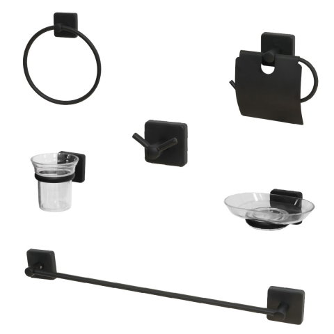 Articole Baie - Set accesorii Hausberg pentru baie, 6 piese, model Negru