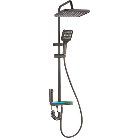 Coloane de dus si seturi de dus - Set dus cu Afisaj Digital Freddo SN-5020NG, 4 Setari Dus, Efect de Ploaie, Metal-Zinc, Gri