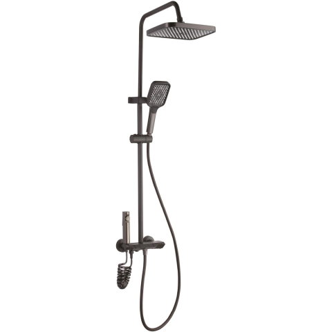 Coloane de dus si seturi de dus - Set dus Freddo SN-5022NG, 4 Setari Dus, Pulverizator dus Detasabil, Efect de Ploaie, Metal-Zinc, Gri