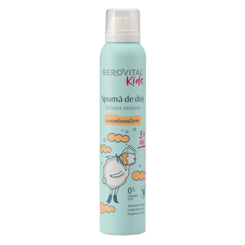 Sapun & Gel de dus copii - Spuma de dus Gerovital Kids Marshmallow, pentru copii 3+ ani, 200 ml