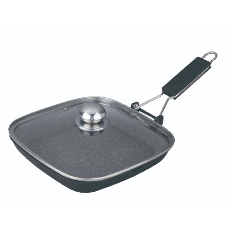 Casa, Gradina & Bricolaj - Tigaie grill Swan cu capac si maner pliabil, 28 cm