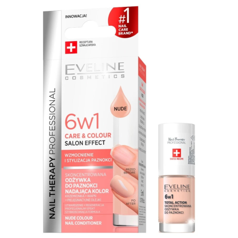 Ingrijire Personala & Cosmetice - Tratament pentru unghii Eveline Cosmetics 6 in 1 Nuanta Nude Nail Therapy Care & Colour, 5 ml