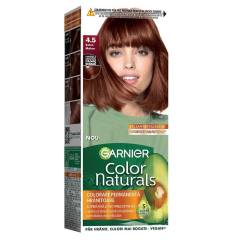 Ingrijire Personala & Cosmetice - Vopsea de par Garnier Color Naturals, 4.5 Saten Mahon, Permanenta cu Amoniac, 112 ml
