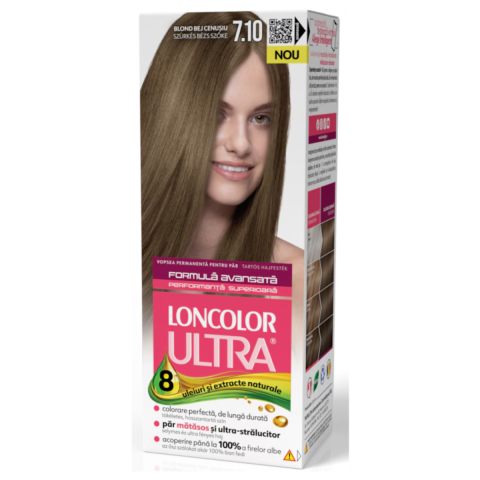 Ingrijire Par - Vopsea de par permanenta Loncolor Ultra 7.10 Bej Cenusiu, 110ml