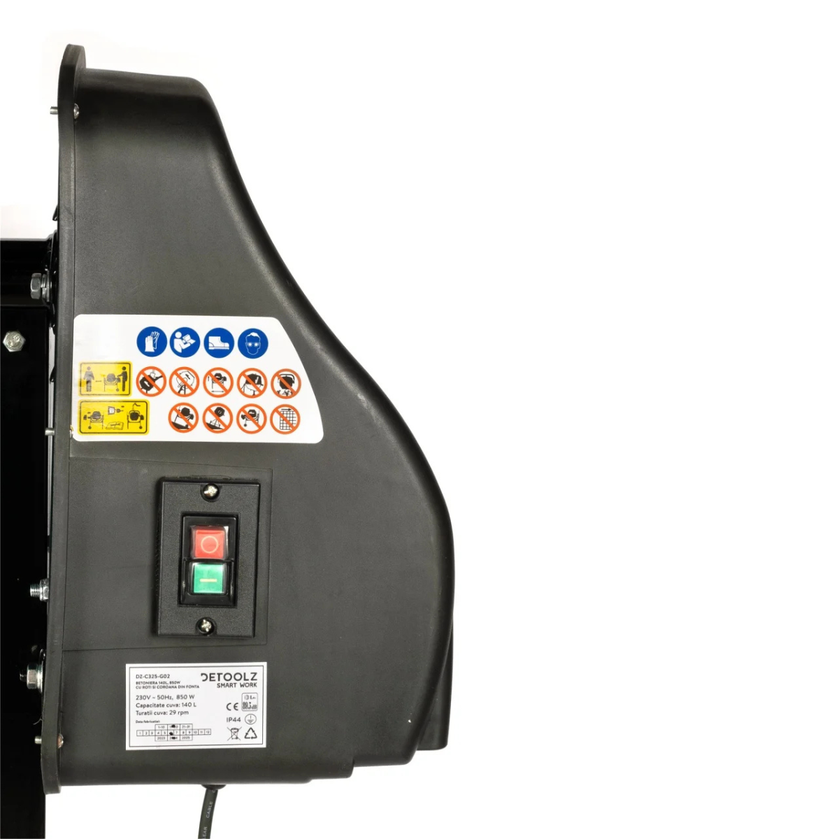 Betoniera Detoolz 140L, 850W, cu roti si coroana de fonta [6]
