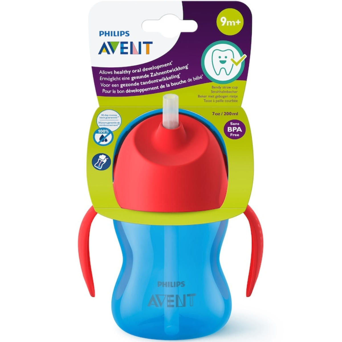 Cana cu pai flexibil Philips Avent, +9 luni, albastru, 200 ml, SCF796/01 [2]