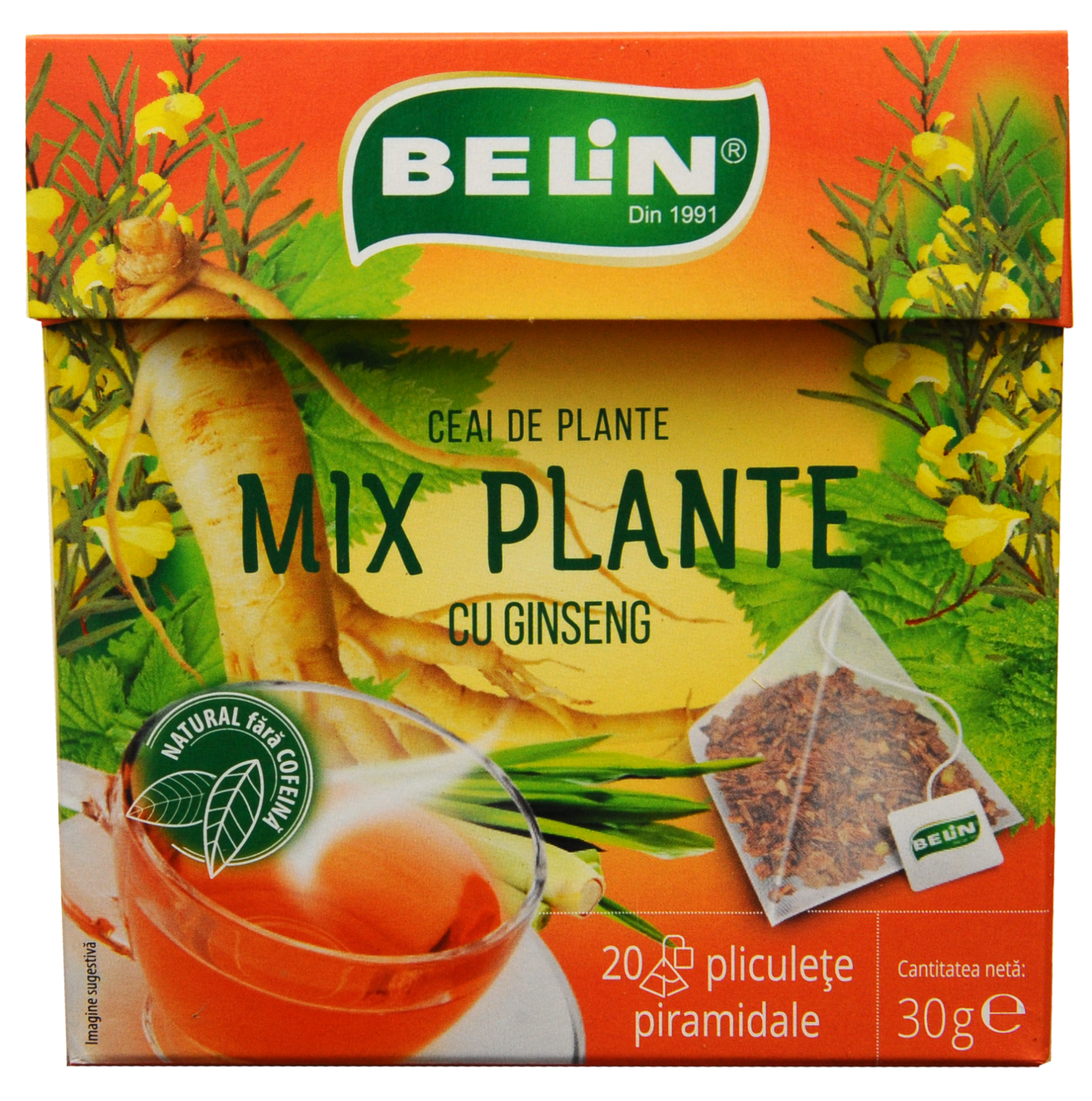 Ceai Mix Plante cu Ginseng Belin, 20 plicuri piramidale, 30 gr [1]