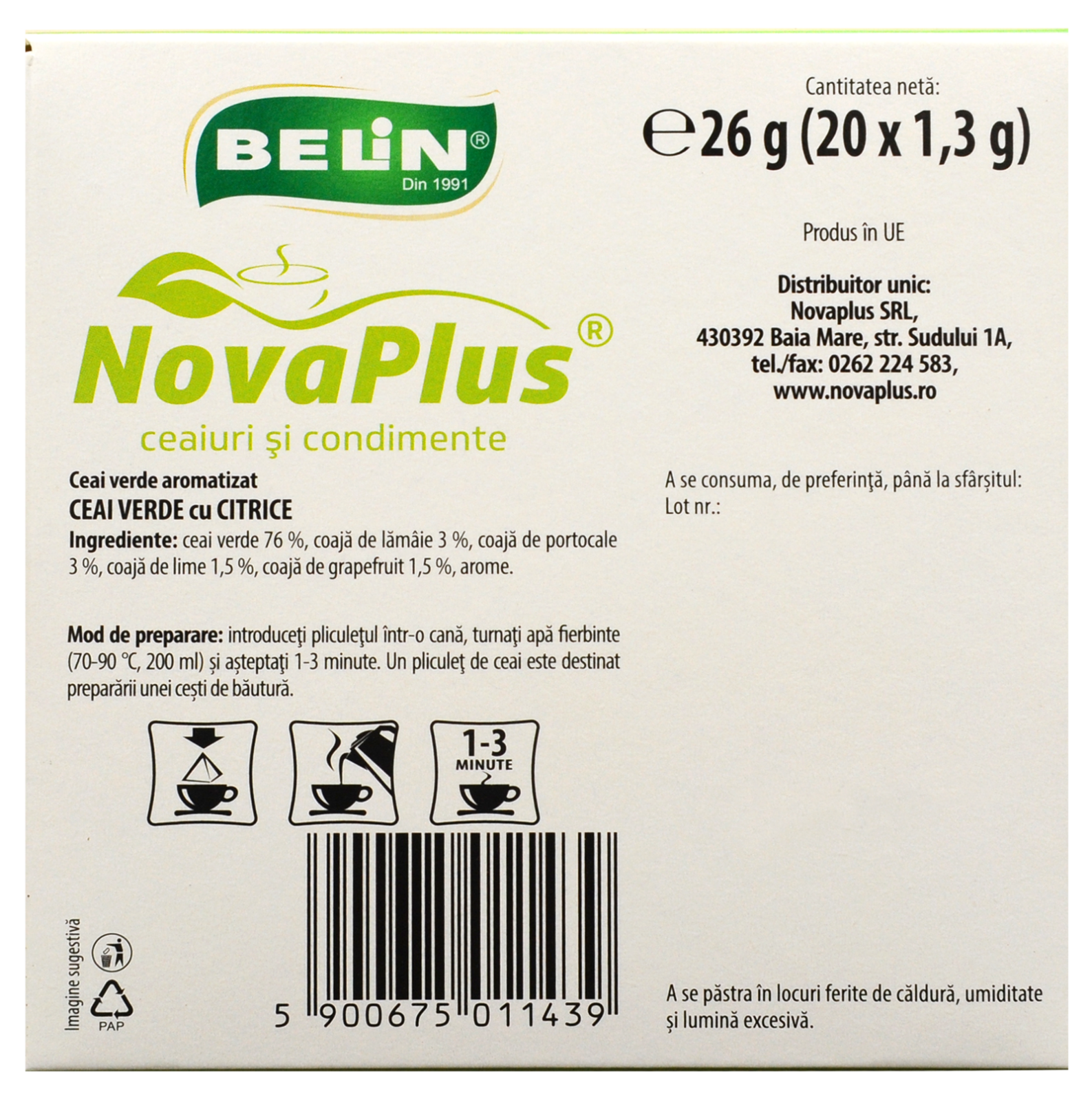 Ceai Verde cu Citrice Belin, 20 plicuri piramidale, 26 gr [3]
