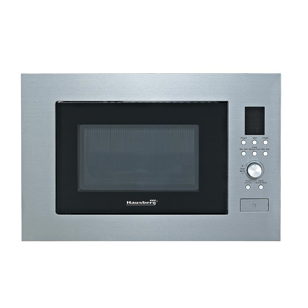 Cuptor cu microunde incorporabil Hausberg HB-8070IN, 25 l, Putere nominală de ieșire a cuptorului cu microunde: 900W, putere de intrare: 1400W, putere grătar: 1000W, Grill, Control digital, Argintiu [1]