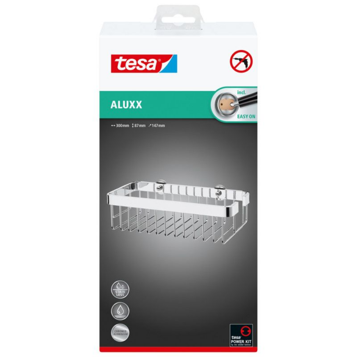 Etajera pentru baie Tesa Aluxx, Inox, 300 mm x 87 mm x 147 mm [1]