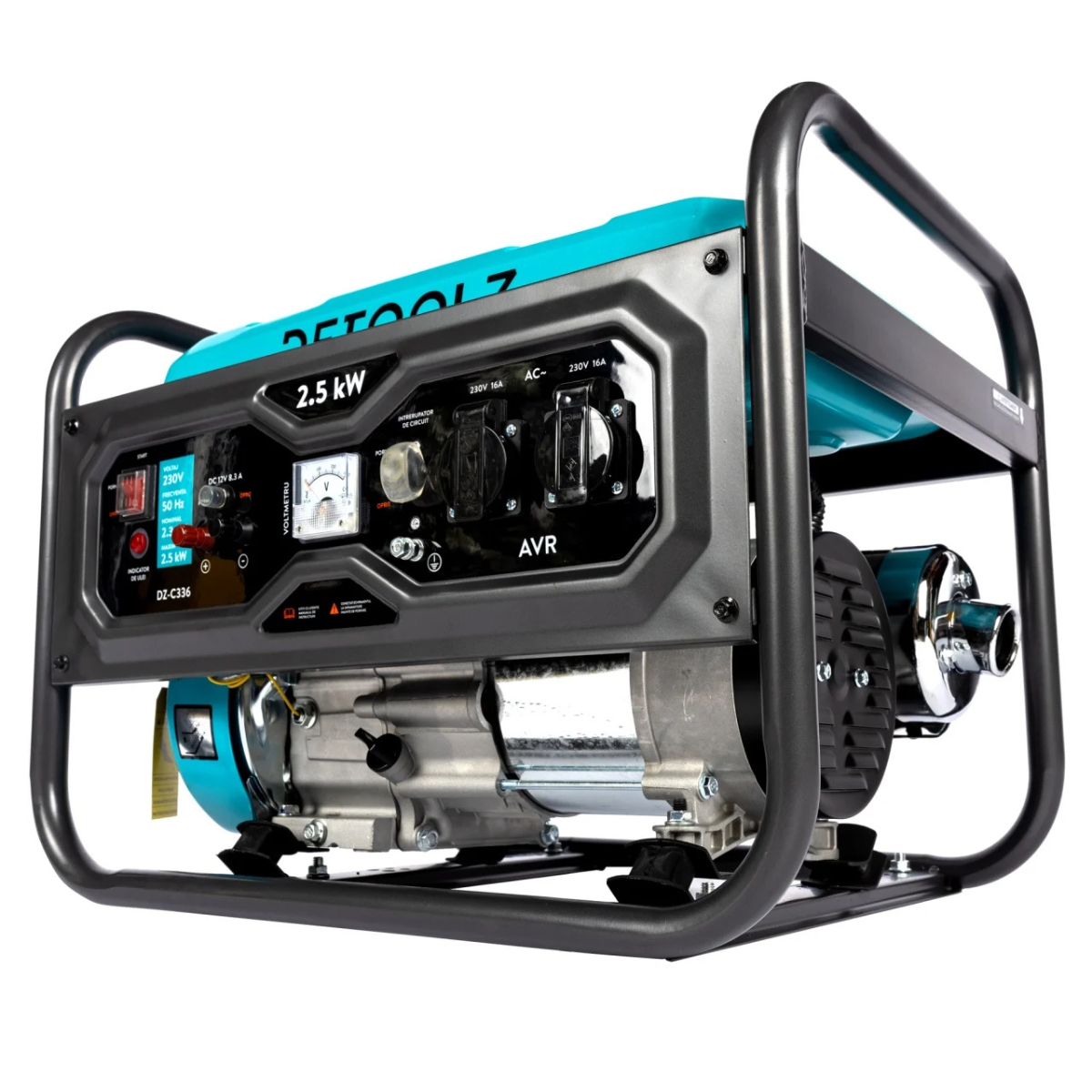 Generator Detoolz 2.5kW 2 prize 230V benzina, 4T, pornire manuala 15L fara roti G01 [4]