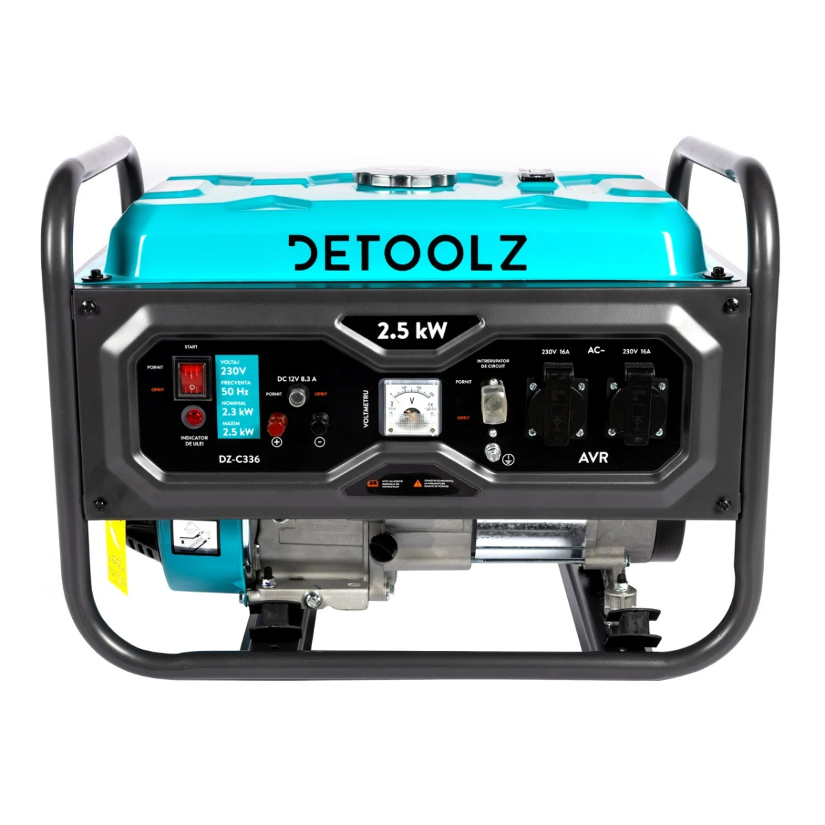 Generator Detoolz 2.5kW 2 prize 230V benzina, 4T, pornire manuala 15L fara roti G01 [8]