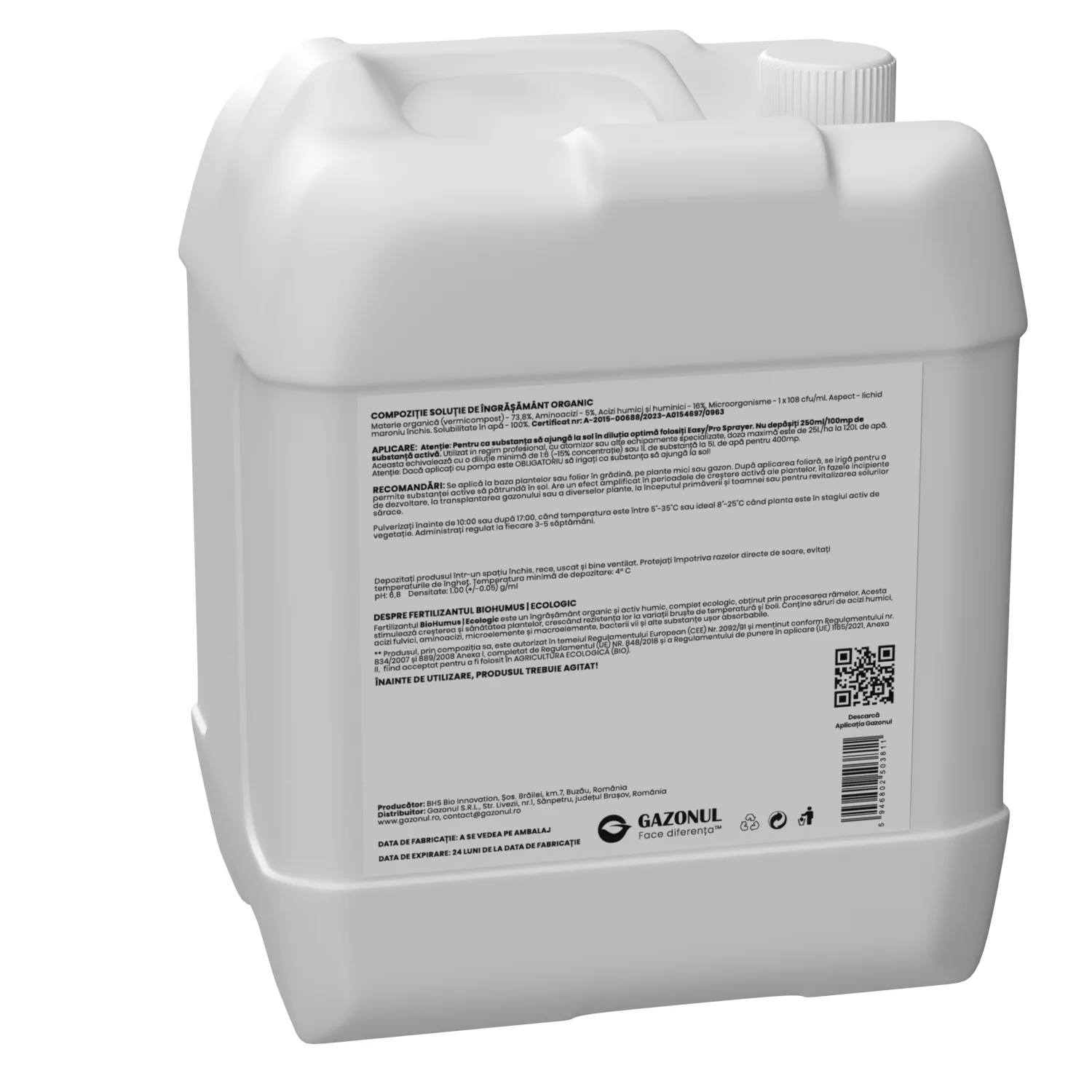 Ingrasamant Organic BioHumus, cu humus de rama, pentru gazon, legume si flori, 5 L [1]