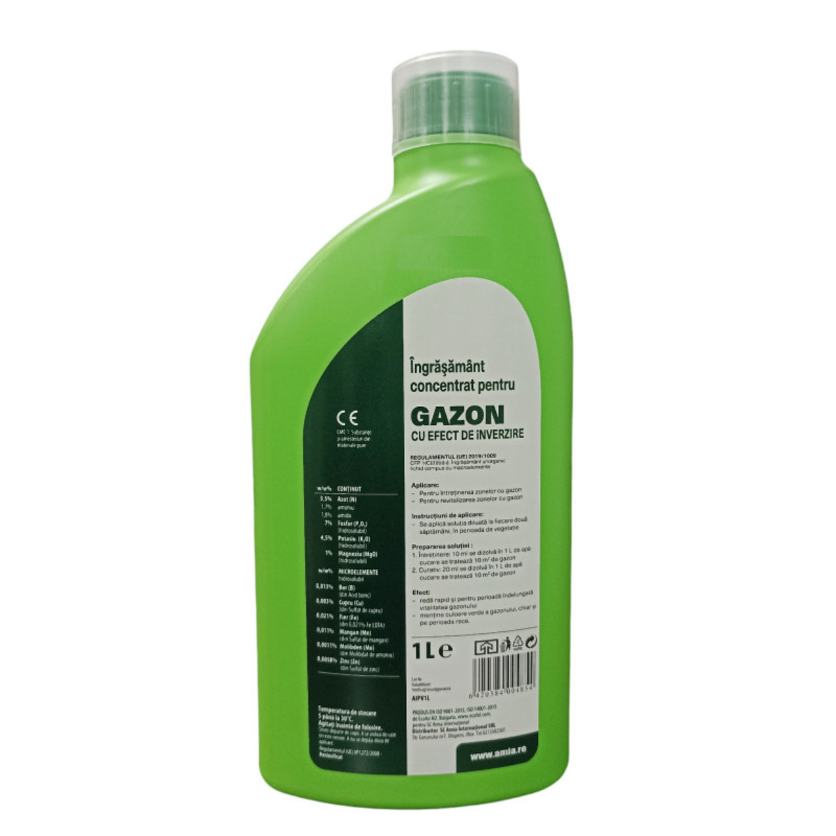 Ingrasamant primavara gazon Amia 20-0-0 + 5,1 Fe (1% EDTA) + microelemente, 1 litru [1]