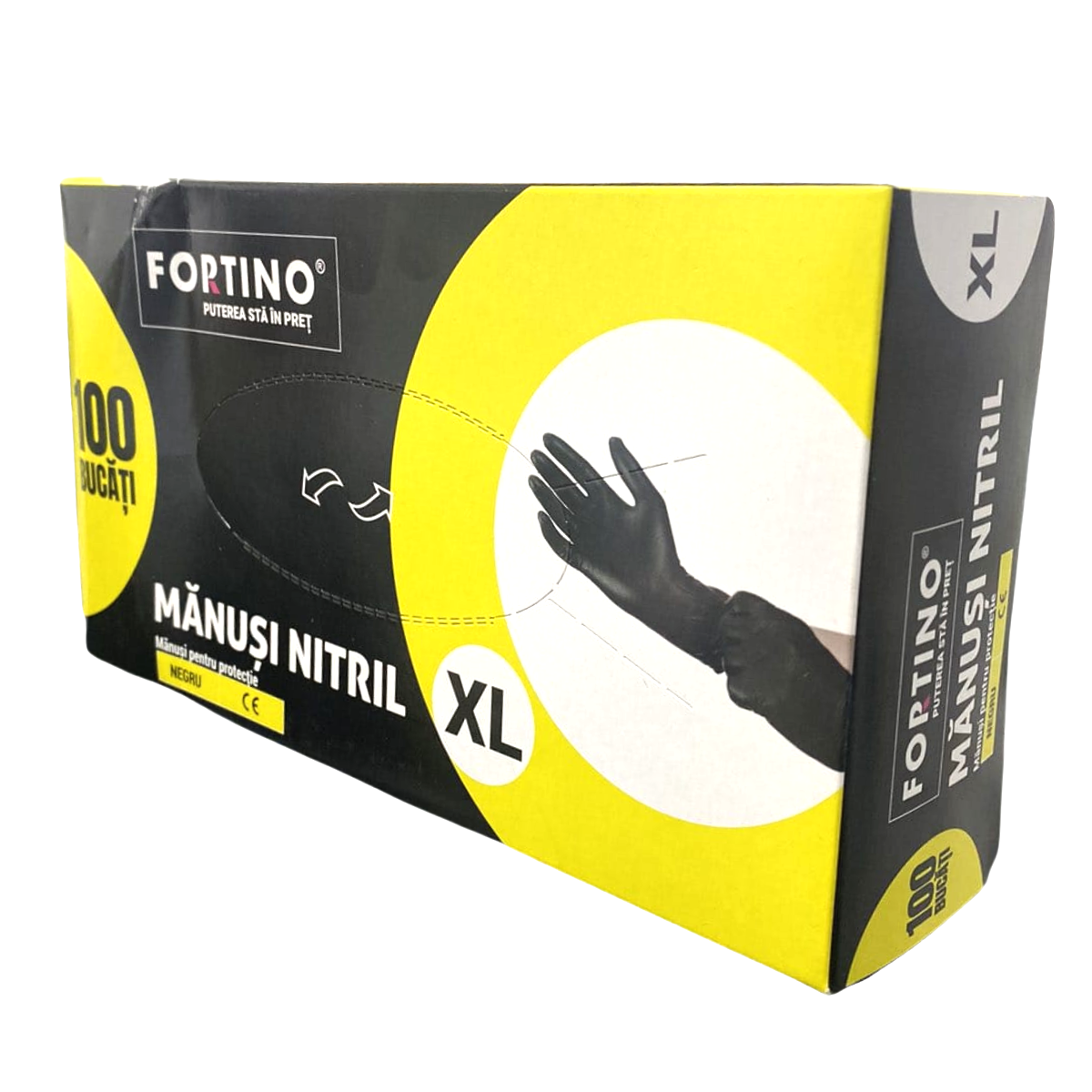 Manusi Nitril Fortino Negre, Marimea XL, pentru protectie, 100 bucati/set [1]