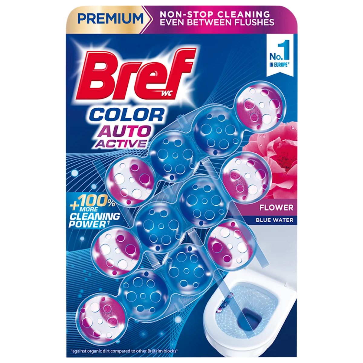 Odorizant toaleta Bref Color Auto Aktiv, Premium, Flower, 3x50 g [1]
