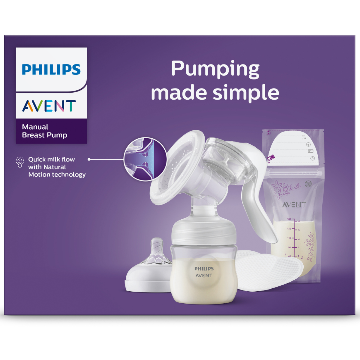 Pompa manuala cu accesorii Philips Avent, Tehnologie Natural Motion, SCF430/20 [1]