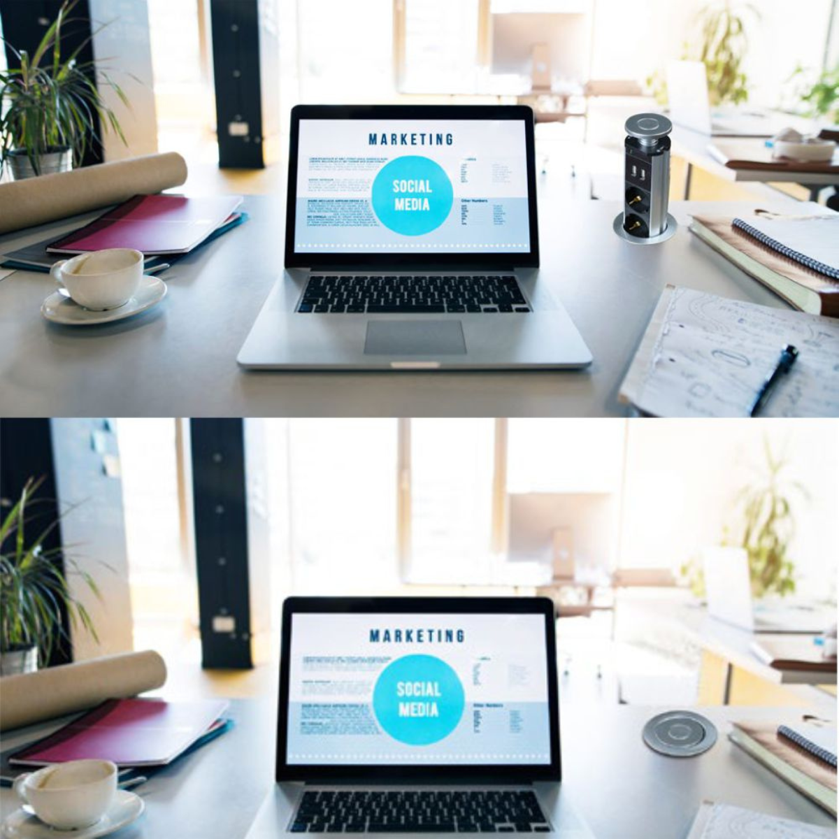 Priza Turn 3 posturi incastrabila cablu 2m + USB [1]