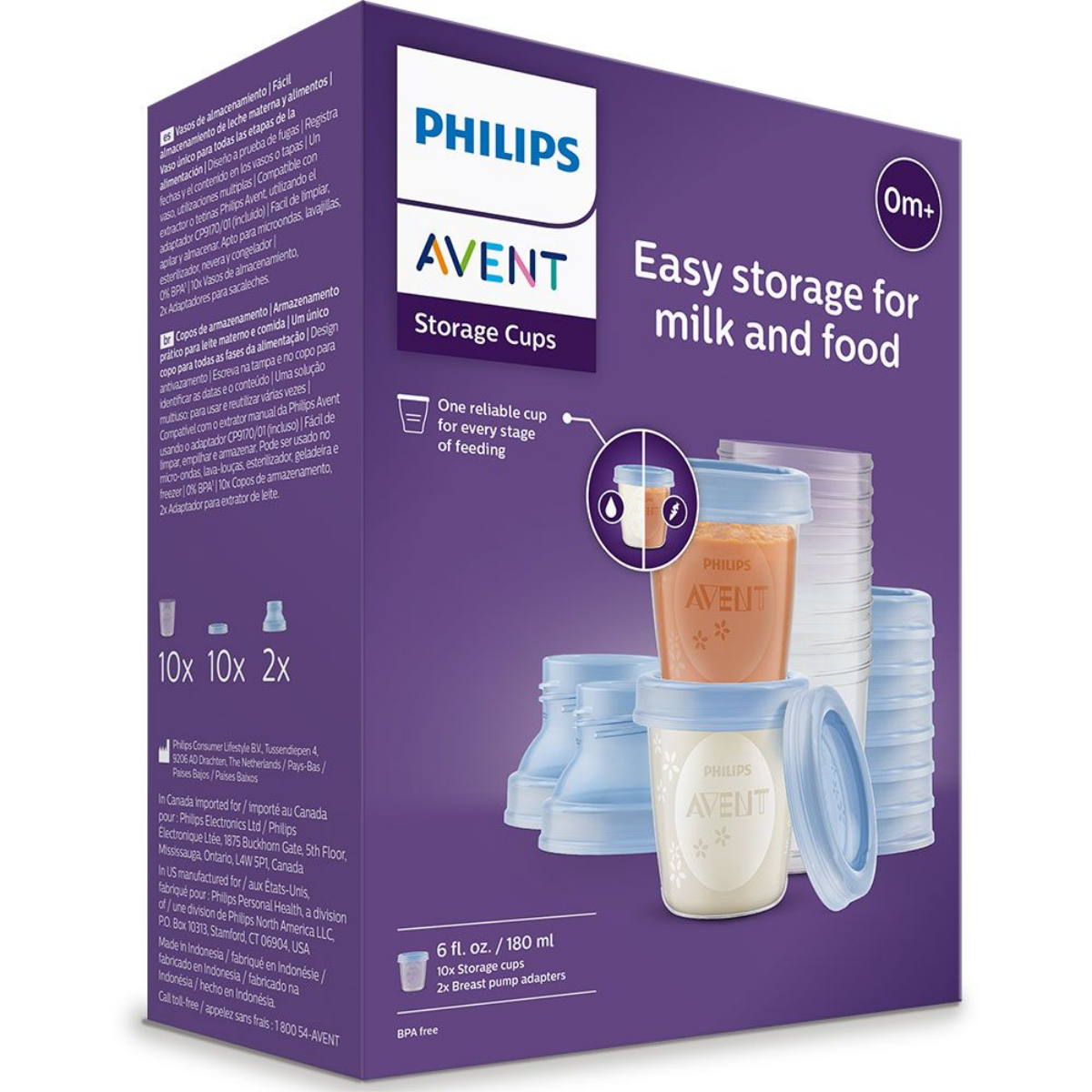 Recipiente depozitare lapte matern PHILIPS AVENT, bleu-transparent, 180 ml, SCF618/10, 10 bucati [0]