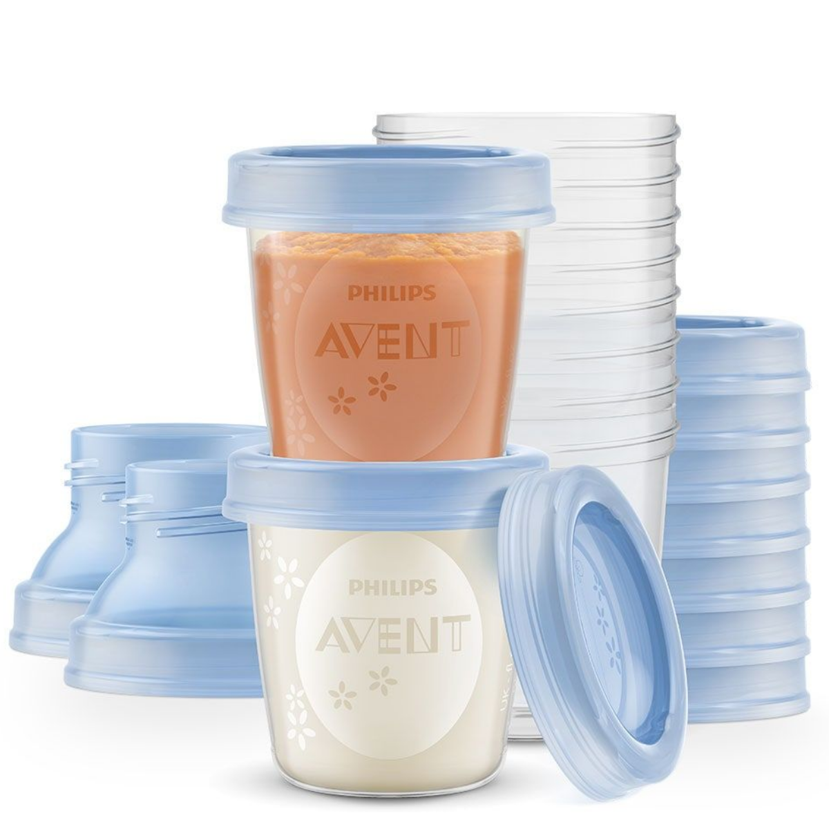 Recipiente depozitare lapte matern PHILIPS AVENT, bleu-transparent, 180 ml, SCF618/10, 10 bucati [1]