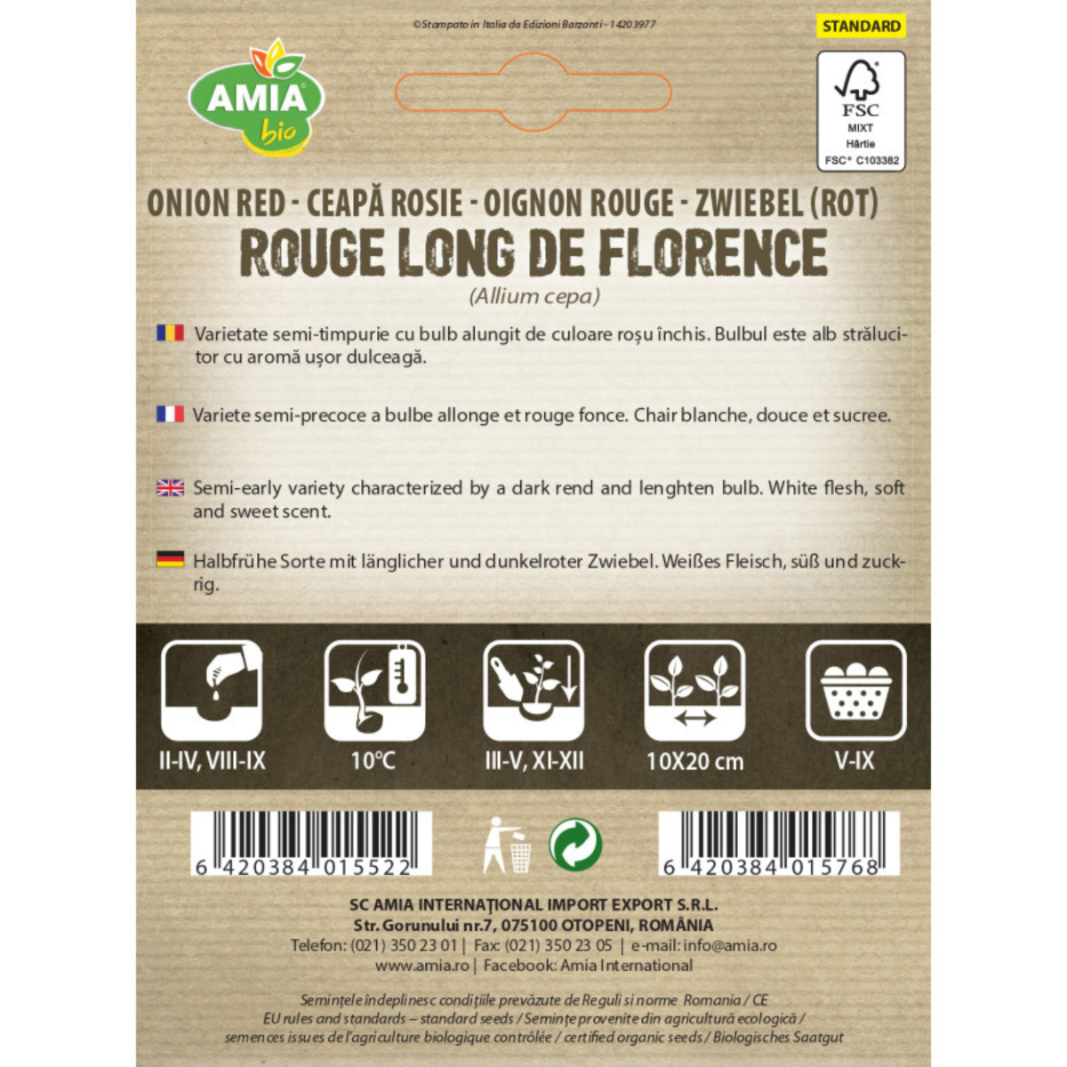 Seminte bio de ceapa rosie Amia Rouge Long de Florence, 1 g [1]